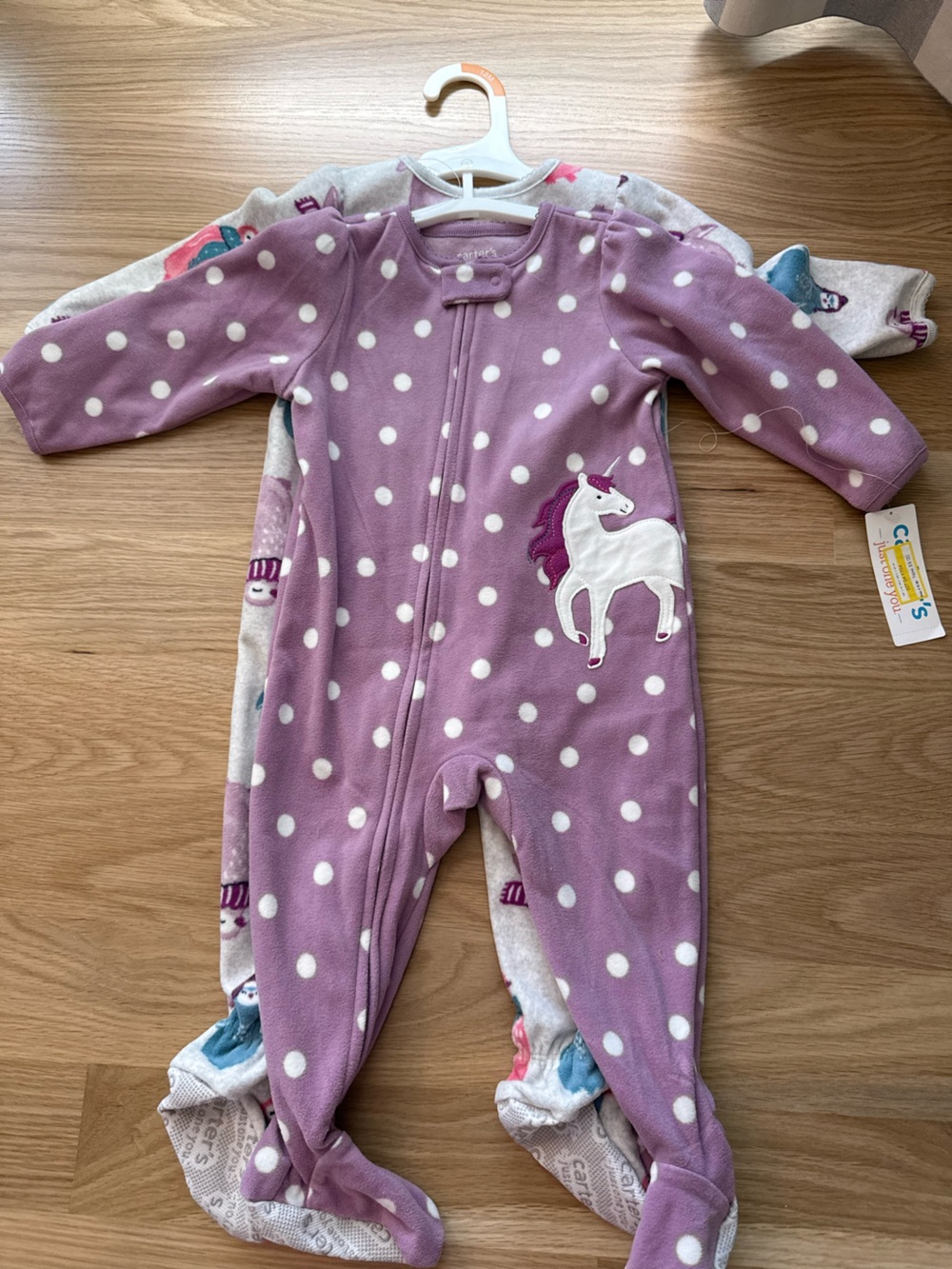 Carter's Purple Polka Dot Unicorn Footie One-Piece